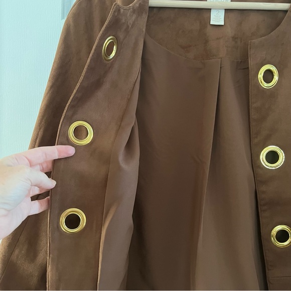 Chico’s Brown Faux Suede Open Front Jacket - Picture 6 of 8